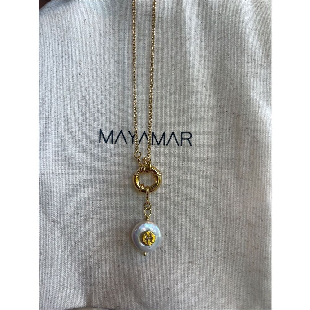 Pisces Zodiac Pearl Charm Necklace - 24k gold plating and freshwater pearl 00895